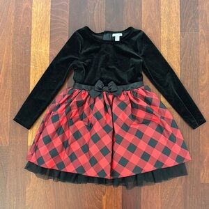 Cat & Jack Black Velvet & Plaid Dress